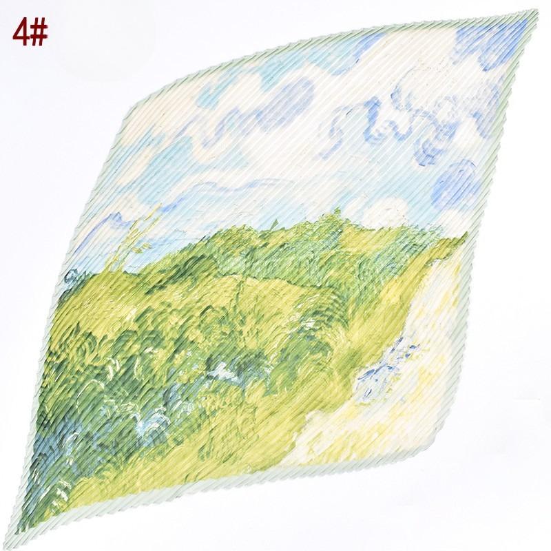 

Свежий натуральный узор с напечатанным рисунком плиссированный женский тонкий 70 квадратный шарф шелковый шарф 70cm*70cm зелёный