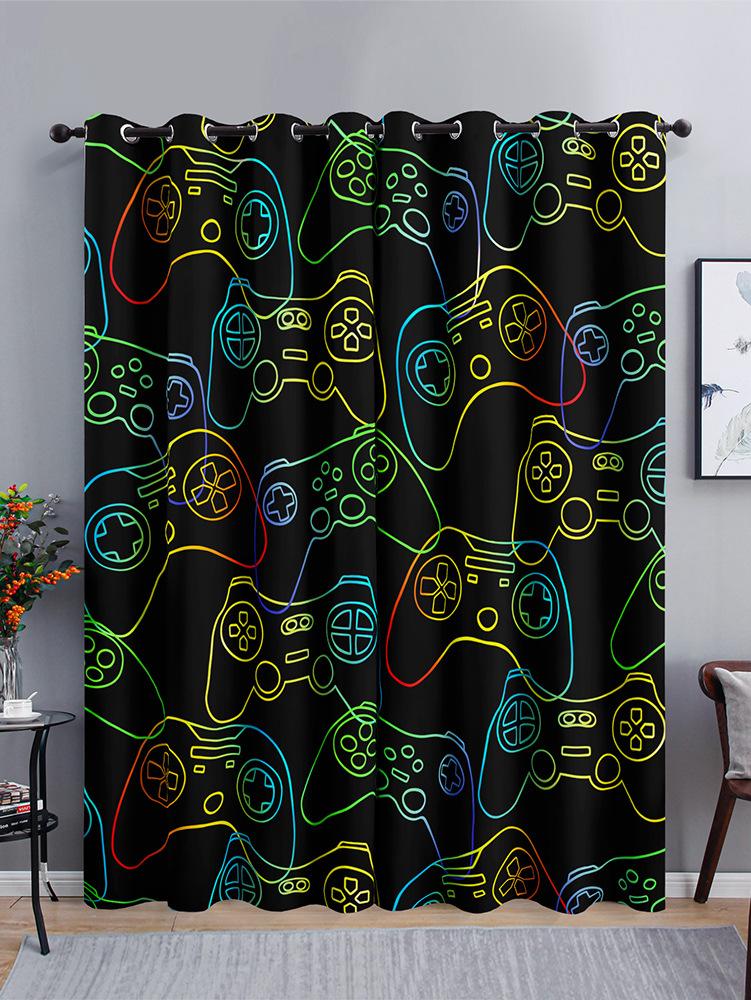 Геймпад Занавеска Штора Занавеска для Спальни 3D Цифровая Печать Затемняющая Занавеска Люверсы 2pcs*97cm*114cm*2