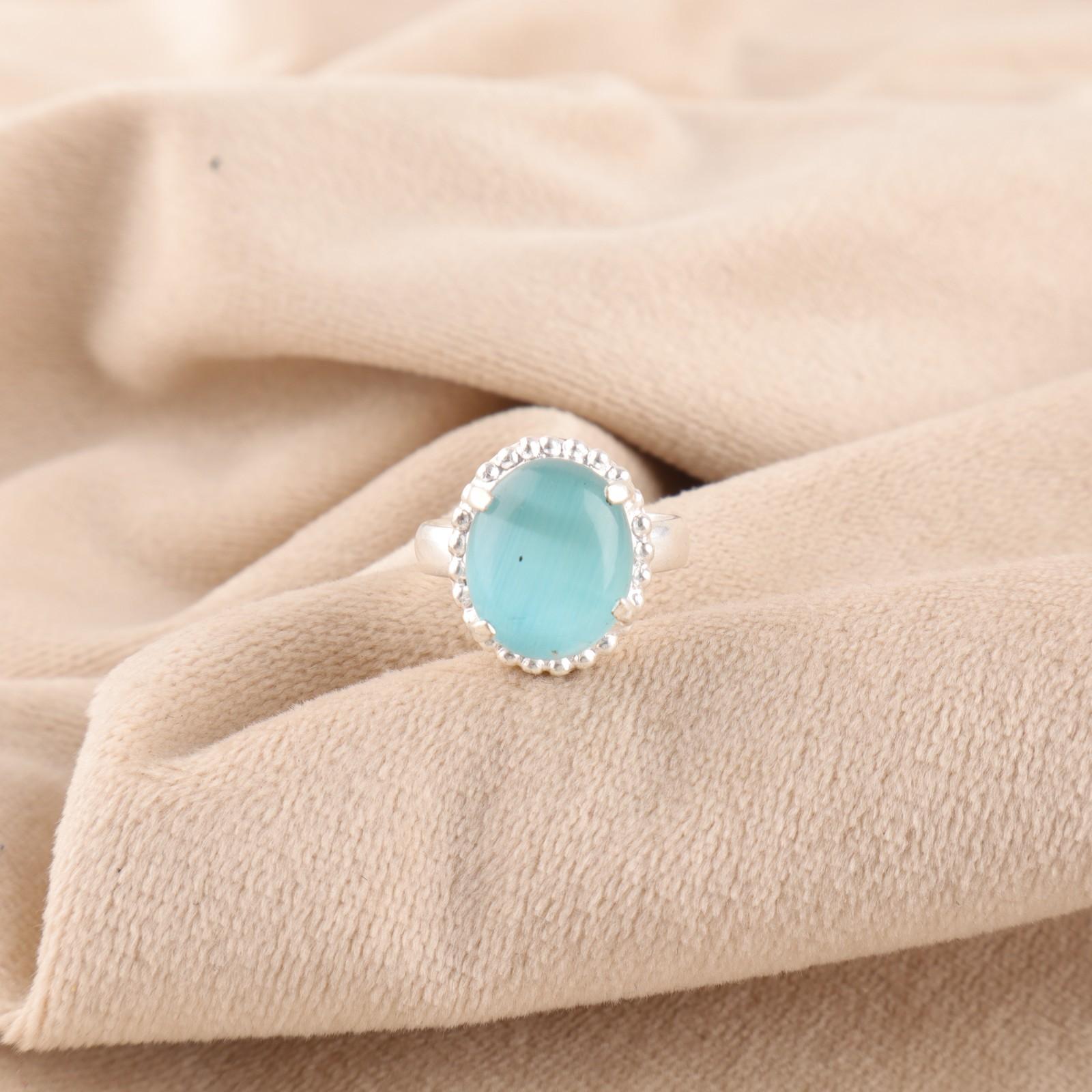 

Кольцо-обещание «Вечность» из стерлингового серебра 925 пробы с камнем «кошачий глаз» синего цвета, свадебное, новое, RR-28-37 15