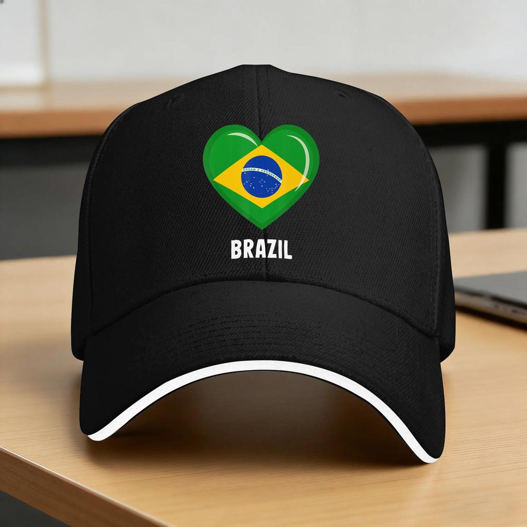 Brazil Flag Heart Baseball Cap Unisex Women Custom DIY Hip Hop Hats Summer yk Cute Running Hippie Sun Visor Baseball Caps