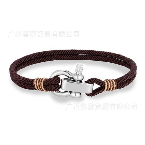 Stainless Steel Adjustable Mini Horseshoe Buckle Men'S Captain Rope Bracelet Couple Anchor