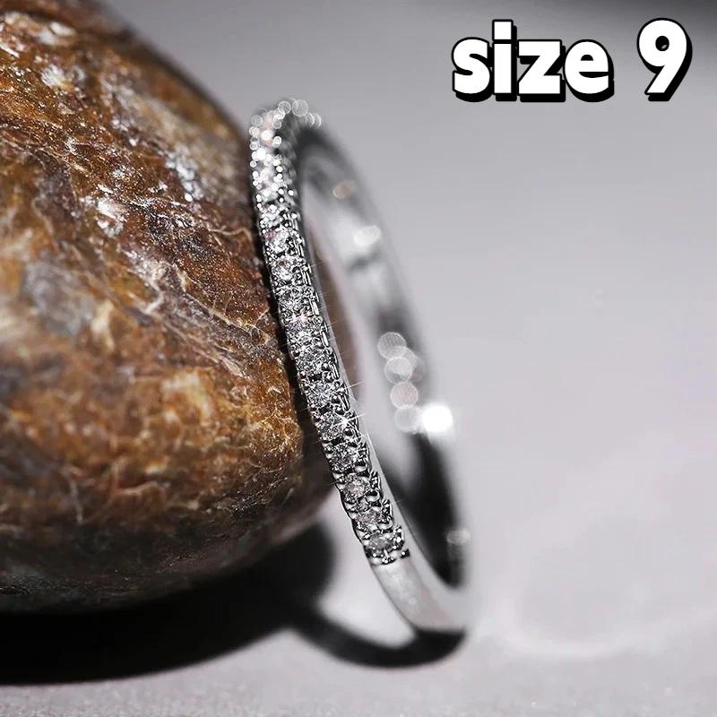 Minimalist Thin Cubic Zircon Finger Ring Silver Tone Dainty Jewelry for Wedding Dinner Party Formal Event Wear