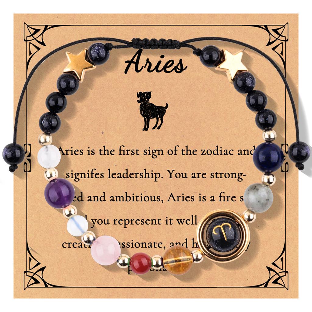 12 constellations woven adjustable bracelet gold beads star constellation symbol pendant eight planets planet bracelet