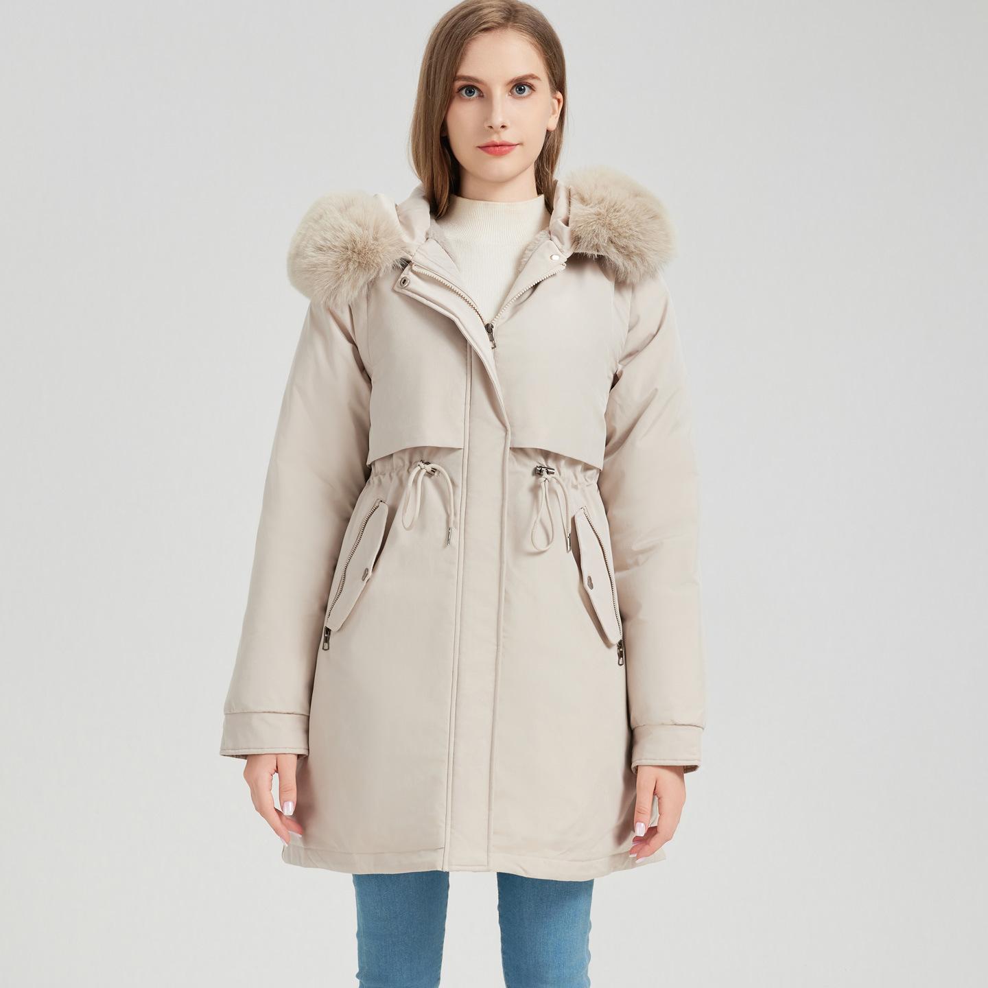 

Женская парка 2-в-1 с пуховым наполнителем, меховым воротником и отстегивающимися рукавами 3XL бежевый