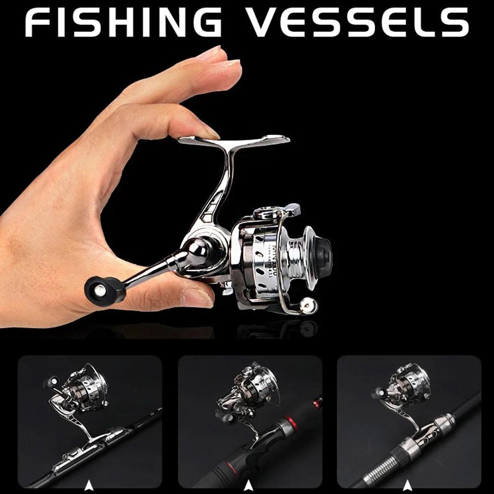 Power All Metal Mini Spinning Fishing Reel High Speed 4.3:1 Coil Left/Right Hand for Boat Rock Ice Fishing Lure Ultralight Wheel
