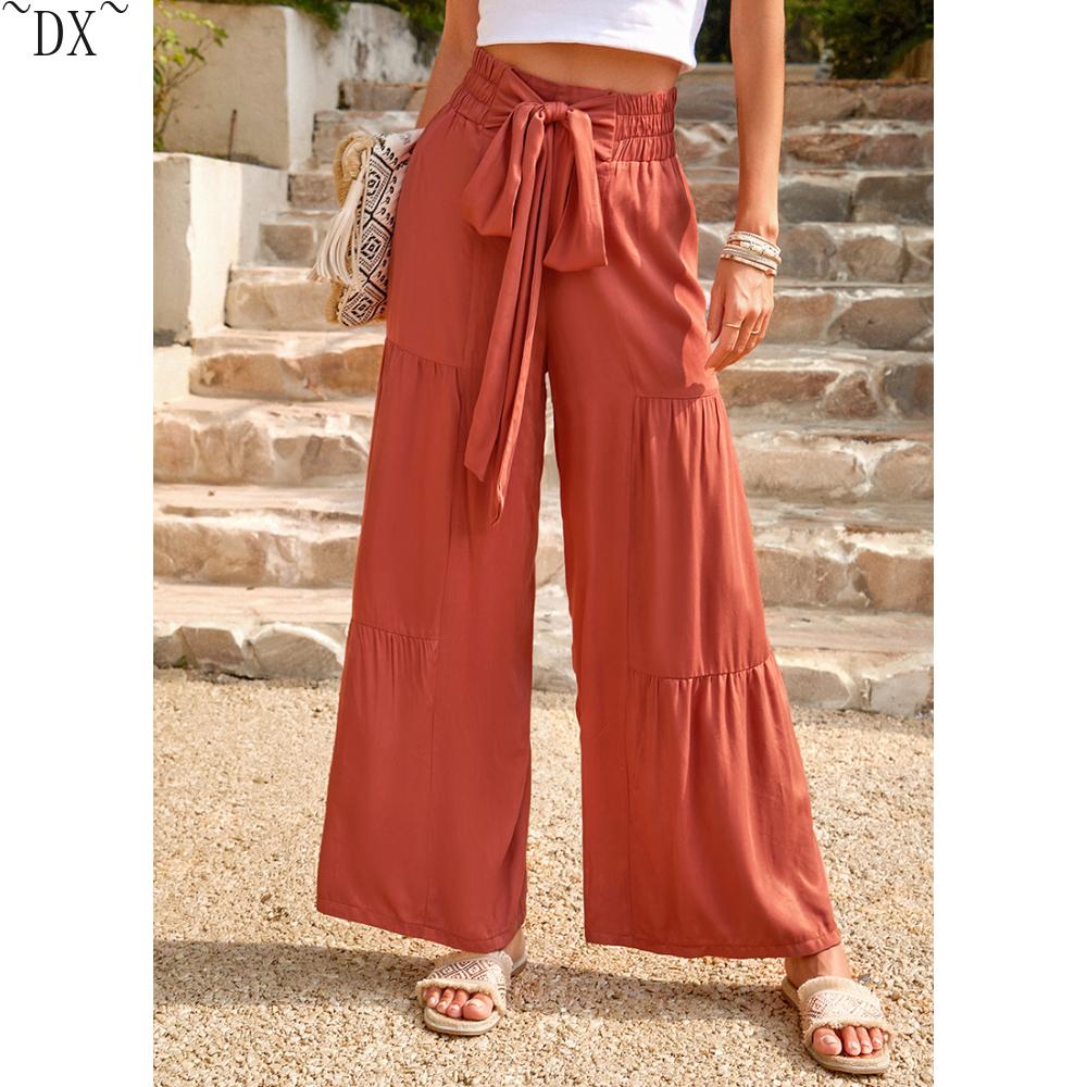 DX~~ Independent Station Casual Pants Women's Summer Loose Casual Wide Leg Solid Color Trousers