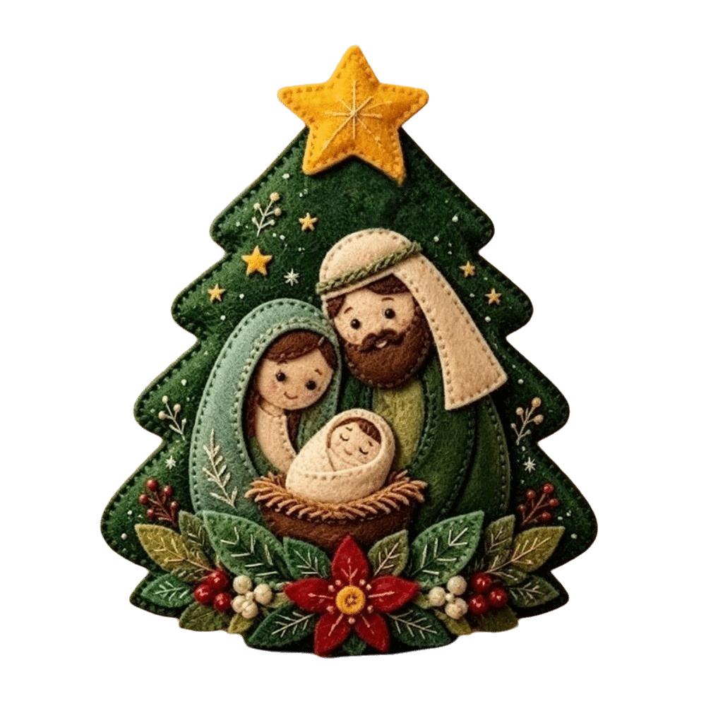 Unique Star Shape Nativity Scene Felt Pendant Home Decor Cartoon Jesus Hanging Ornament Xmas Tree Christmas Tree Ornament Home