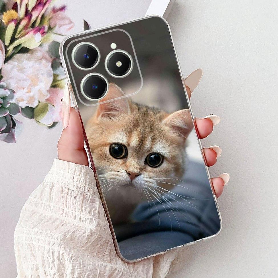 4G Clear For Realme Note 60 Case RMX3933 Luxury Butterfly Love Flowers Cool Lion Painted Phone Case For Realme Note 60X RMX3938