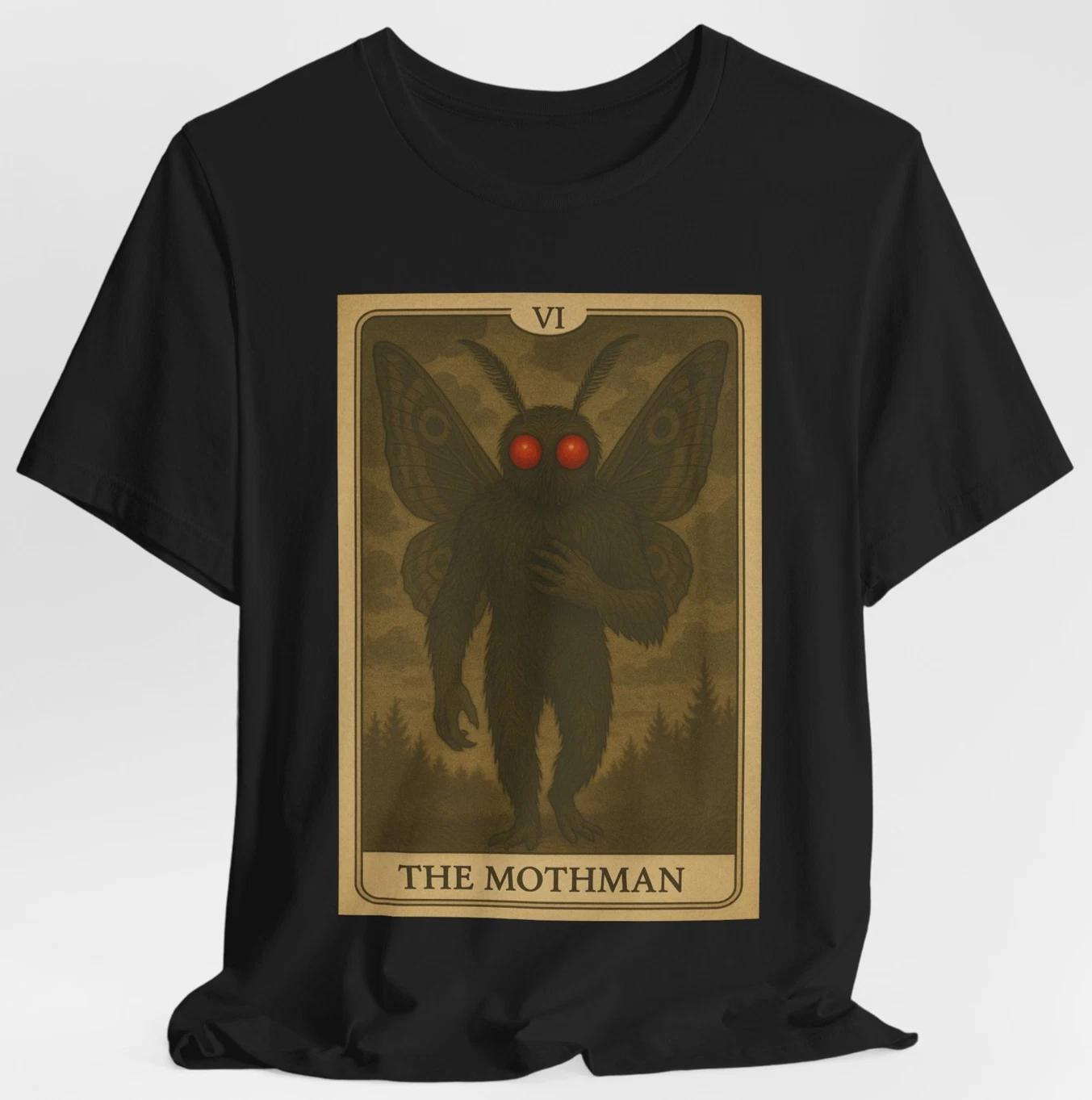 Mothman Tarot Card T-Shirt | Gothic Cryptid Occult Horror Graphic Tee 2XL