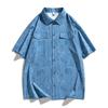 Minimalistická košile, Letní volná s krátkým rukávem, Klopa, Košile pro páry ve stylu Hongkongu plus size