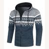Men's Ethnic Style Hooded Knit Cardigan: Casual, Loose, Slim-Fit, Thin Fleece Sweater with Printed Design