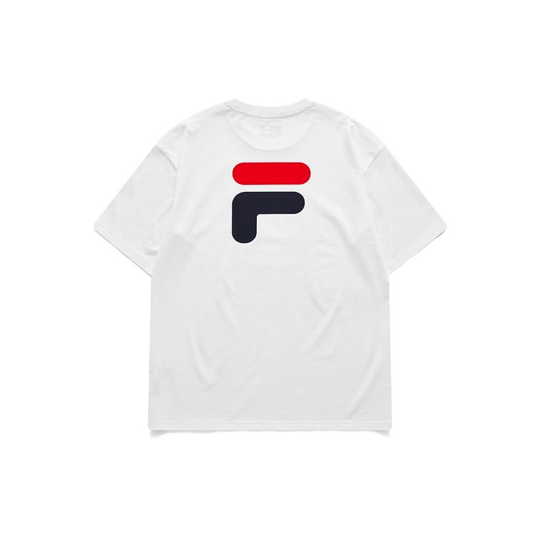 FILA Fusion Casual Sports Round Neck Printed Short Sleeve T-Shirt Unisex Tops White T11U126110KWT