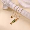 3D Charms Fish Pendant Necklace Snake Chain Marine Life Necklace Enamel Ocean Necklace  Classic