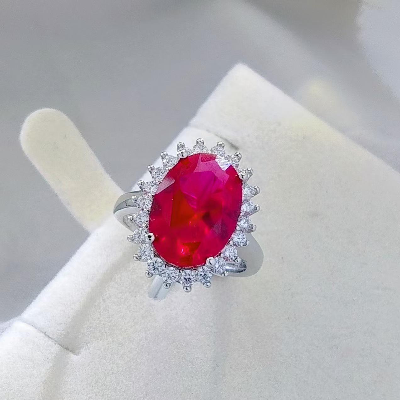 Elegant Simulated Ruby Coconut Round Gemstone Ring for Women Adjustable Opening