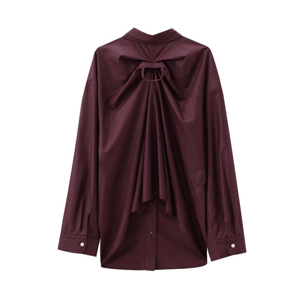 European & American French Commuter Style Pleated Loose Shirt