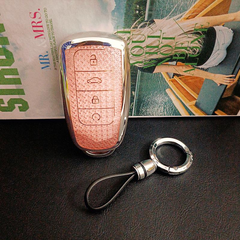 Pink Diamond Pattern Tpu For Chery Jaecoo J7 J8 Tiggo 8Pro Omoda 5 Remote Smart Car Key Case Cover Fob Bag Keychain Accessories