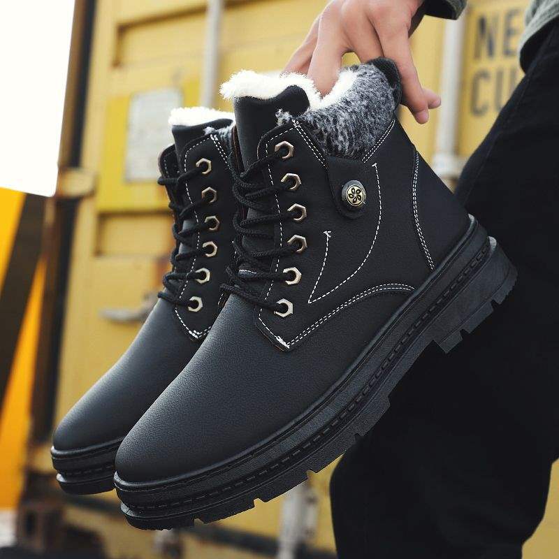 Winter Snow Boots Men's Velvet Thickened Warm Martin Boots Short Boots Northeast Waterproof High-top British Northeast Cotton Shoes