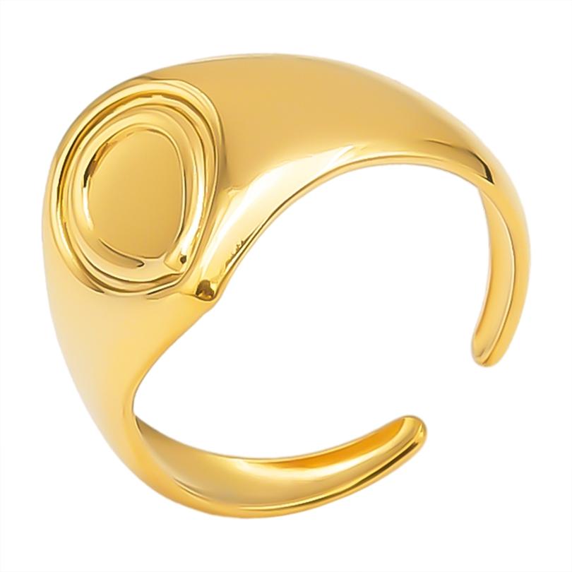 Neuer Offener Verstellbarer Ring Blatt Schlange Herz Echt Vergoldeter Edelstahl Ringe Für Frauen Männer Zubehör Mehrschichtiger Schmuck