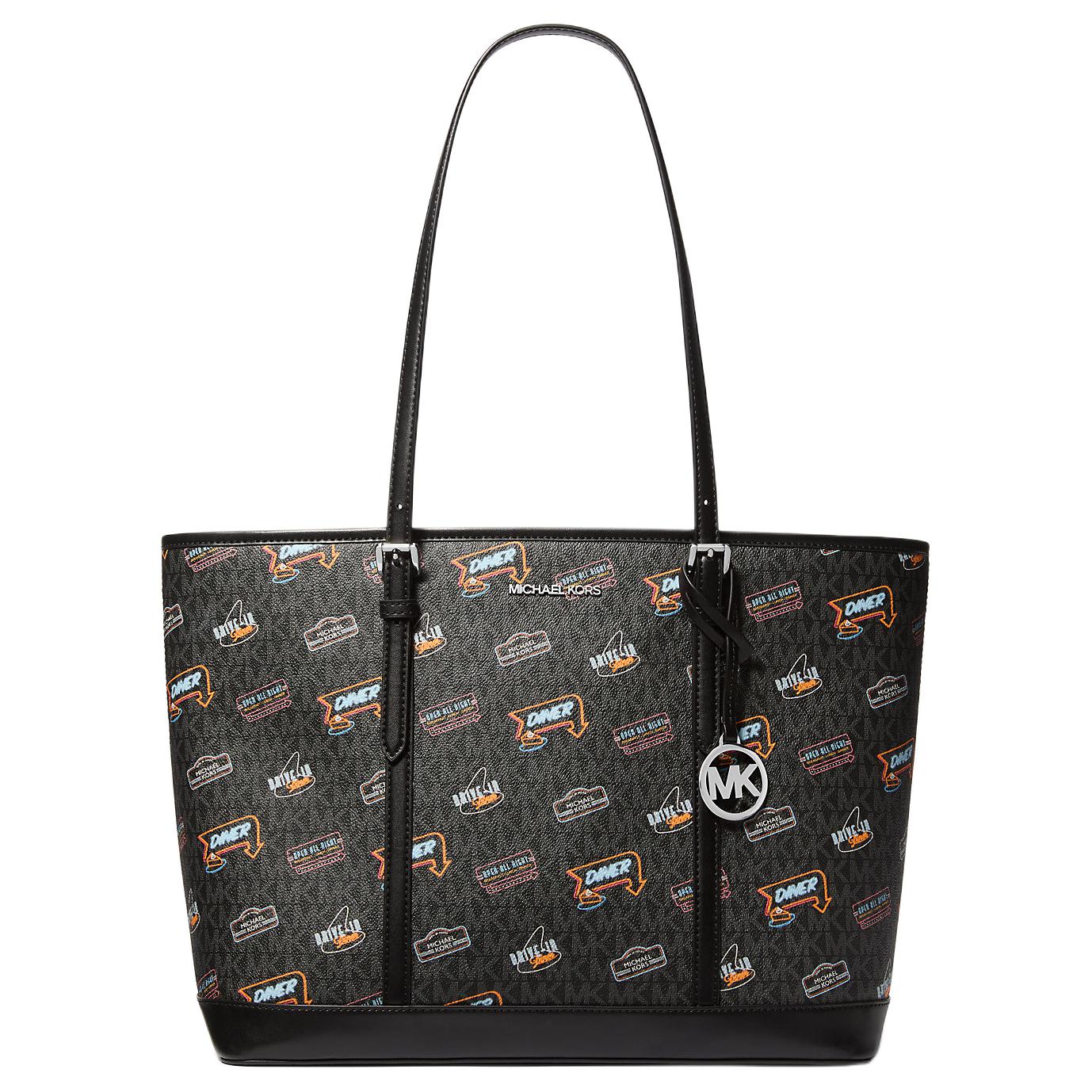 

Michael Kors Jet Set Logo Monogram Coated Canvas Tote Bag Women tote Black 35T5STVL9V-BLACK Basic Set (Bag+Dust Bag)