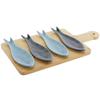 Set d'apéritif en bambou et porcelaine - Home ESPRIT - 36x18x1,3 cm - 5 pièces - Multicolore - Motif poissons