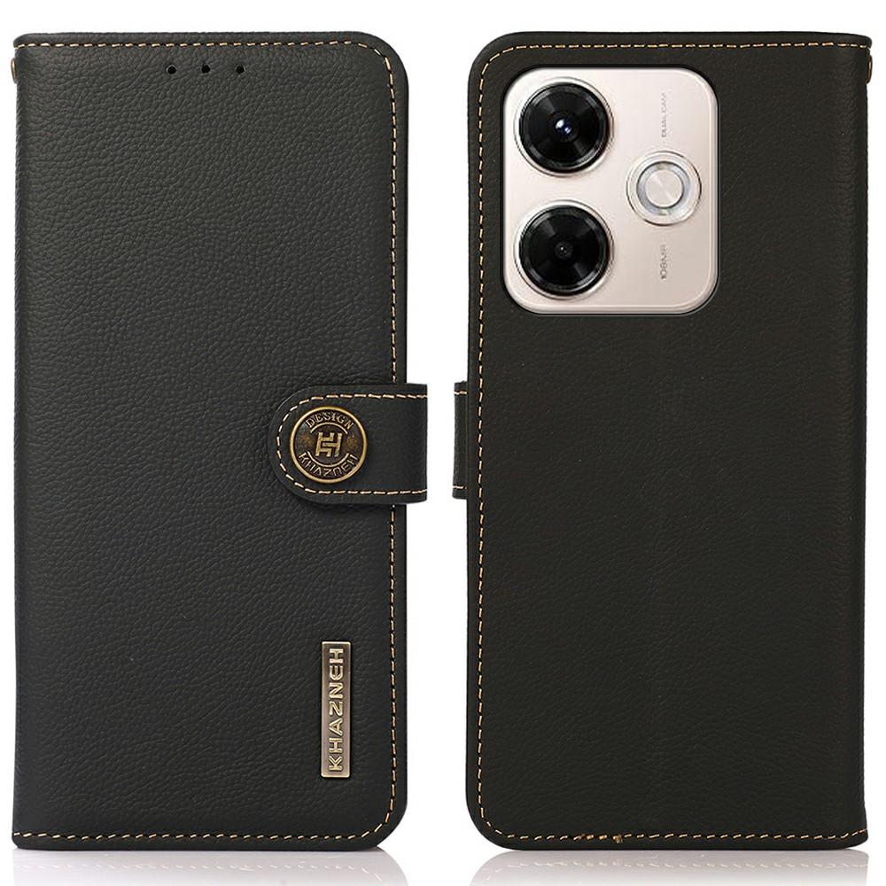 KHAZNEH for Xiaomi Redmi 13x 4G Case Genuine Cow Leather Wallet Phone Cover