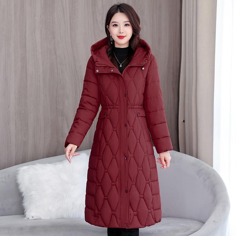 Winter Hooded Women's Cotton-padded Clothes Women's Long Knee-slim Cotton-padded Jackets Thermal Down Cotton-padded Clothes Women's Jackets