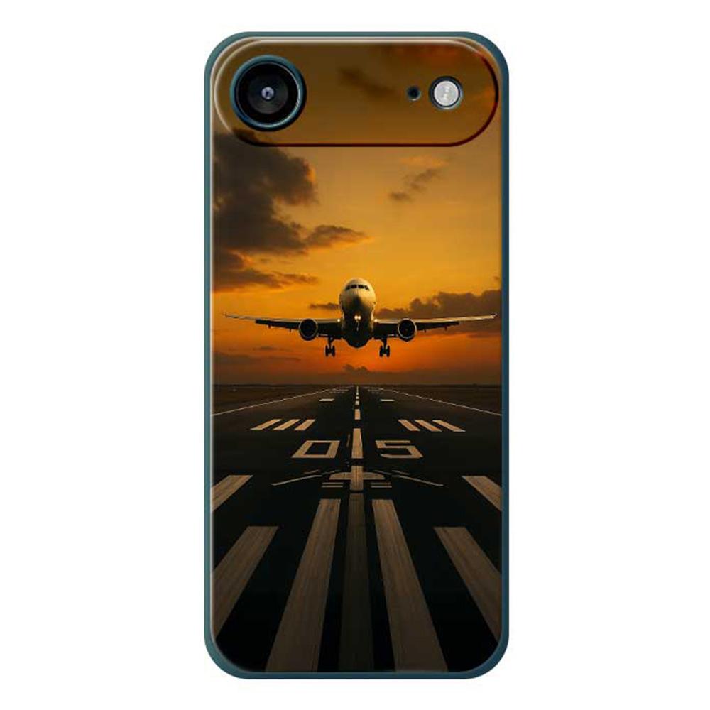 For iPhone Air Case Airplane Pattern Printing Straight Edge TPU Phone Back Cover A