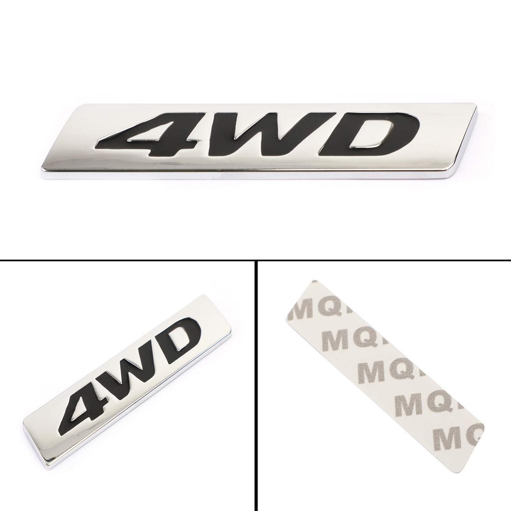 VIPIH Metal Gloss 4WD Emblem Car Fender Trunk Tailgate Badge Decal Sticker 4WD 4X4 SUV Black