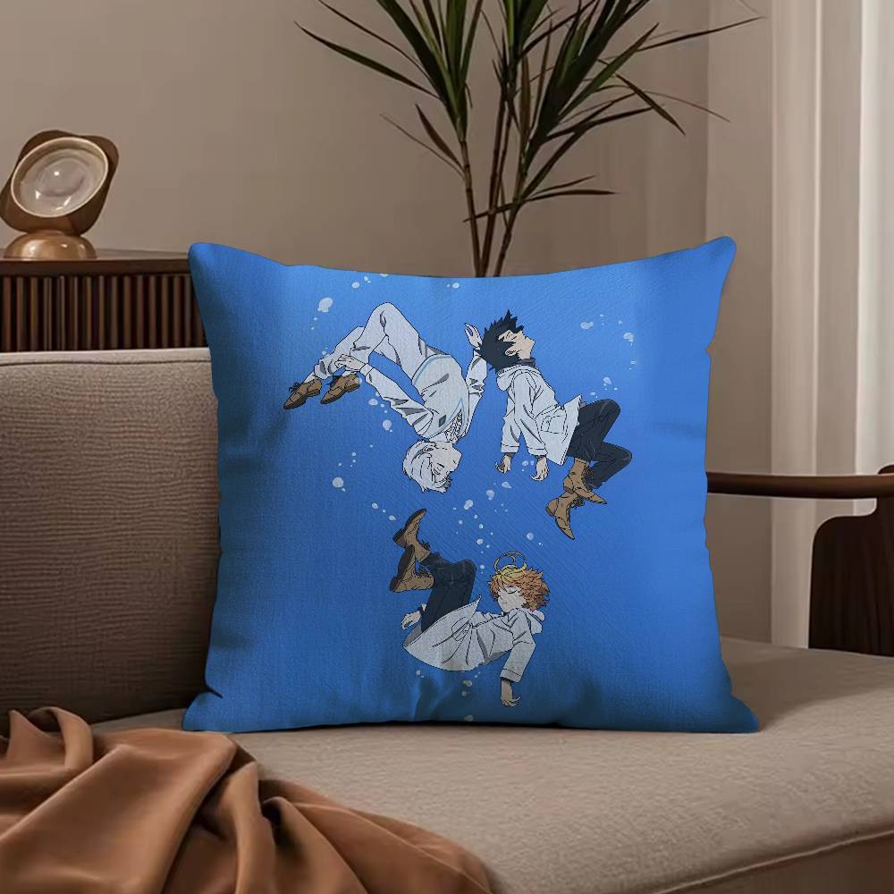 Anime The P-Promised n-Neverland Pillow Case Anti-dustmite Pillowcase Invisible Zipper Silky Short Plush Sofa Cushion Cover