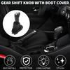 5 Speed Manual Gear Shifter Knob with Cover for Renault Clio II | Gearbox Stick Shifter Lever Knob Black Chrome Silver Tone Plastic Faux Leather 1 Pc
