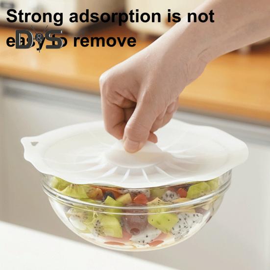 Set de 5 capace din silicon pentru boluri, oale, capace pentru alimente sigure pentru cuptorul cu microunde, capace etanșe pentru recipiente de diferite dimensiuni, cu găuri de agățare