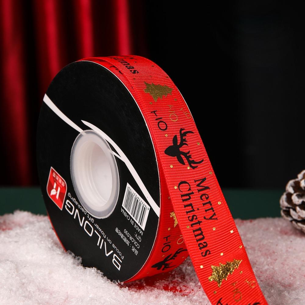 

Atmosphere Props Christmas Ribbon 2.5cm Flower Packaging New Gift Ribbon Home Decor Red-3