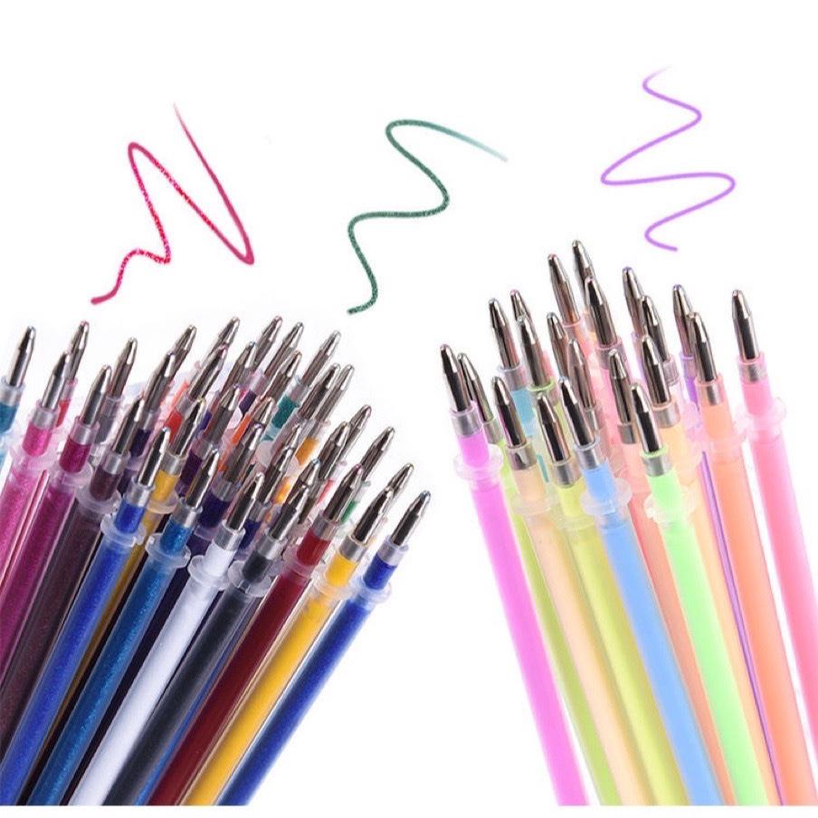 

Премиальные гелевые ручки-заправки 100 цветов: 48 вариантов флуоресцентных глиттеров, пастельных перламутровых и многоцветных оттенков с 24 дополнительными цветными заправками 0.8mm