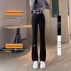 2025 Women's Black High Waist Slimming Micro Flare Pants with Plus Velvet, Perfect for Spring and Autumn