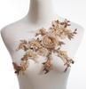 1Pcs Pink Purple Green Beaded Sequin Flower EmbroiderySewing Craft Lace Neckline Applique Trim Patch Repair Dress Bridal Gown Decor
