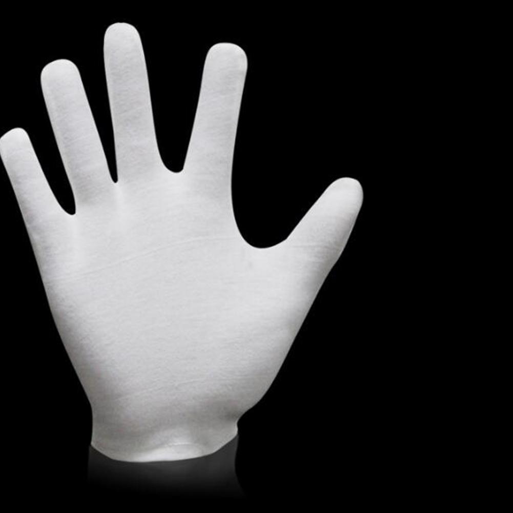 1 Çift Yeni Tam Parmak Erkek Kadın Etiket Beyaz Pamuklu Eldiven Garsonlar/Şoförler/Mücevher/İşçiler Eldivenler Ter Emici Eldivenler