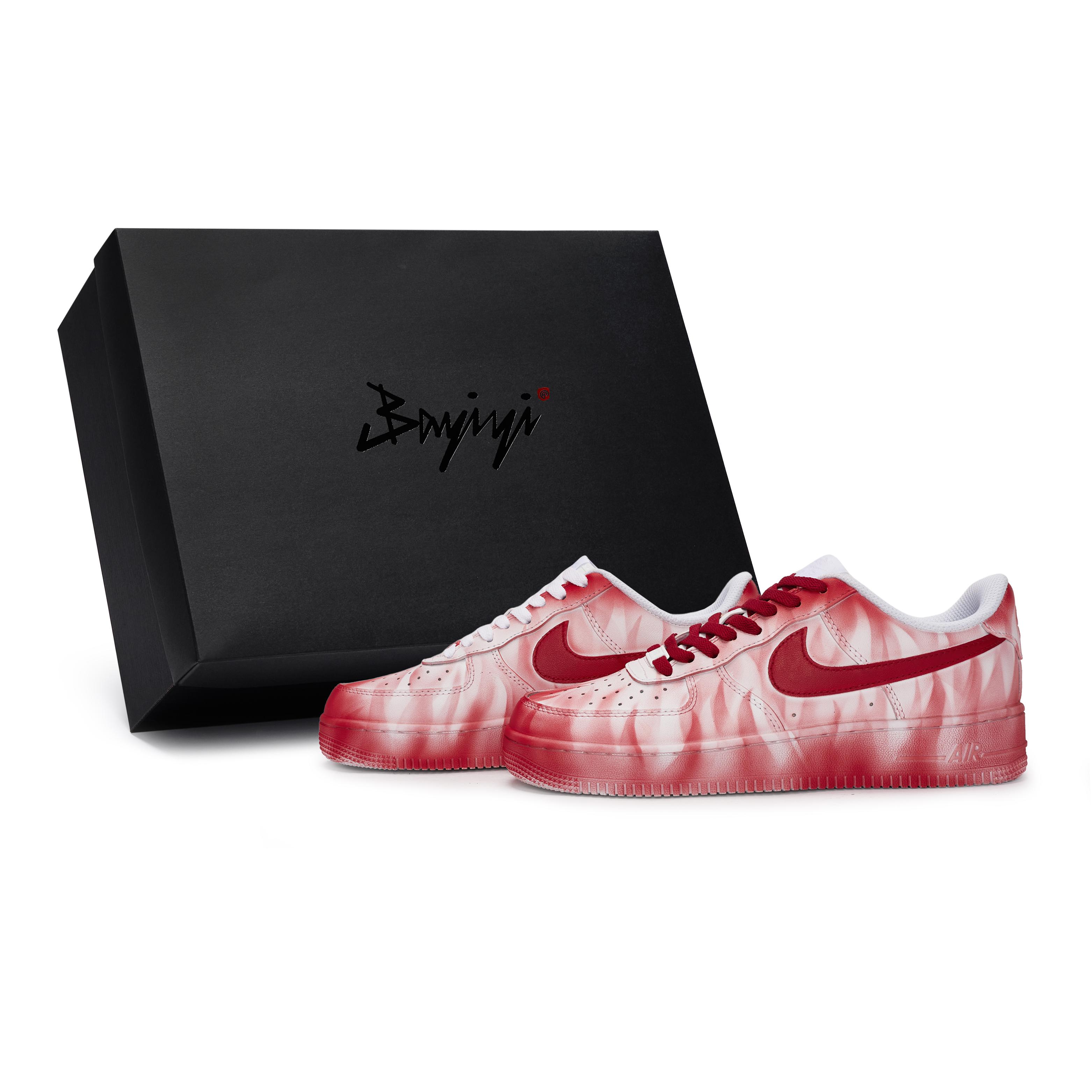 

Nike Air Force 1 811 Manufacturing Burn Site Special Shoe Box Slip Resistant Low Top Skateboard Shoes Unisex White Red CW2288-111(Team80-S-BOX) 38.5