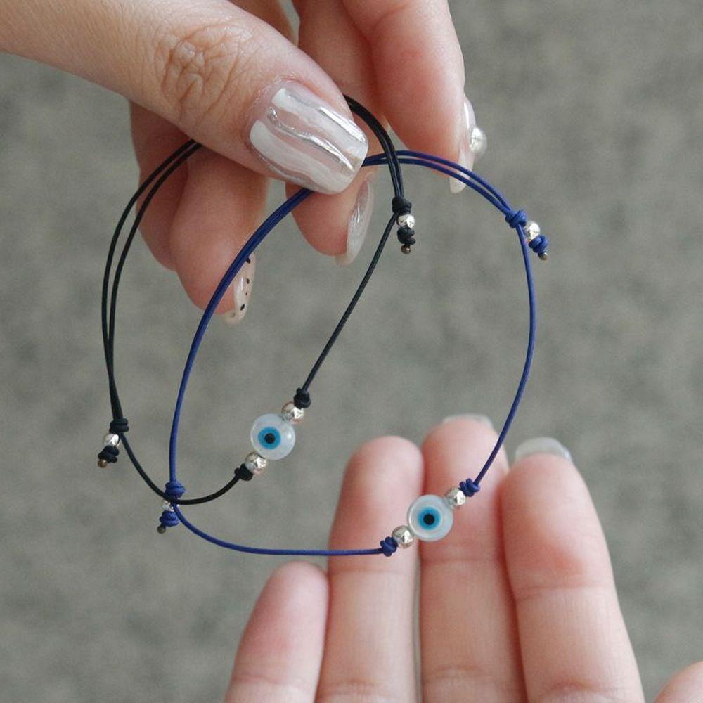 J.Lauren Evil Eye Mother-of-Pearl Silver Ball Silk Knot Bracelet B0952 [31945759]