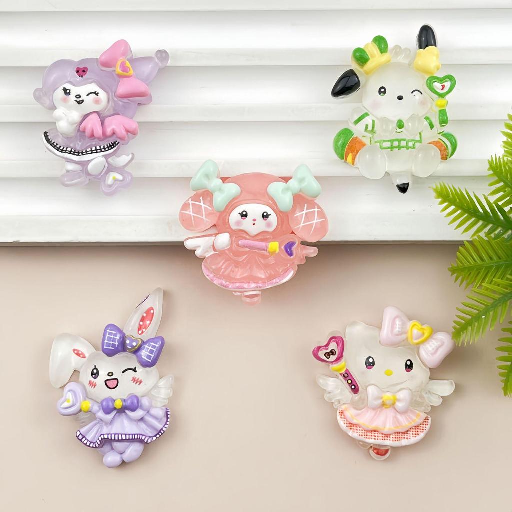 Sanrio Cartoon DIY Luminous Resin Accessories: Cream Glue Handmade Hair Clip, Keychain, Refrigerator Magnet, Phone Ornament.