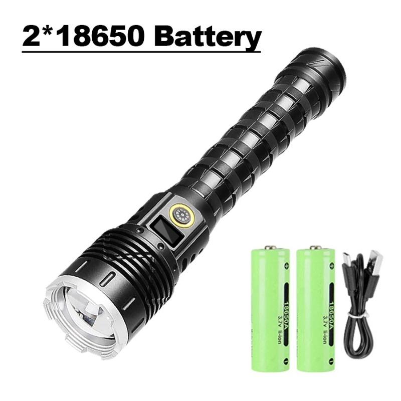 Super High Power LED Flashlight Ultra Power Outdoor Rechargeable Hand Torch 5 Mode Type-C Charging  Lighting 2000m