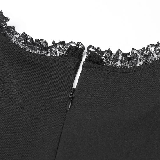 Long Sleeve Women Dress Round Neck Elegant Zipper Design Charming Polka Dot Mesh Party Dress for Party