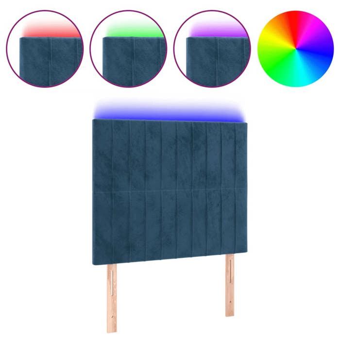 VidaXL Tête de Lit à LED Meuble de Chambre à Coucher Accessoire de Lit Simple Tête de Cadre de Lit Intérieur Bleu Foncé 3122702