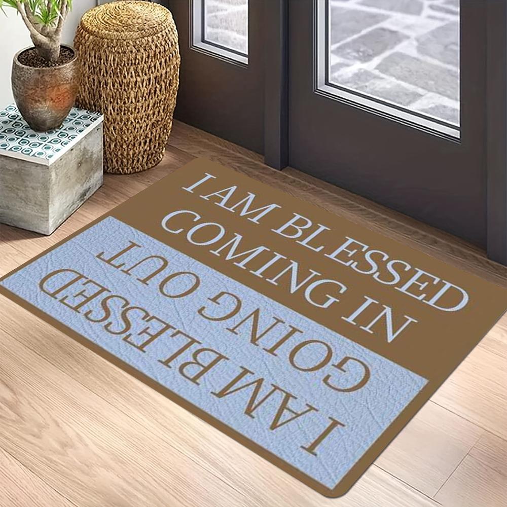 1pc Letter Print Doormat Humorous Living Room and Kitchen Carpet Print Durable Anti-Dirty Absorbent Home Retro Decoration Rugs