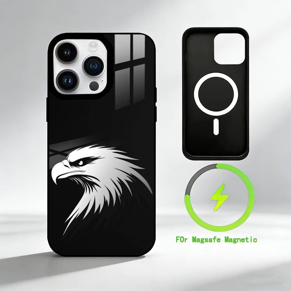 B-bald Eagle Phone Case For iPhone 17 16 15 14 13 12 Pro Max Plus for Mirror Wireless Magnetic Cover