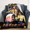 1pc 2PacHip Hop Blanket Soft Lightweight All Season Multi Purpose Throw for Sofa, Bed, Office & Picnics, French Style with Iconic Album Art & Quotes