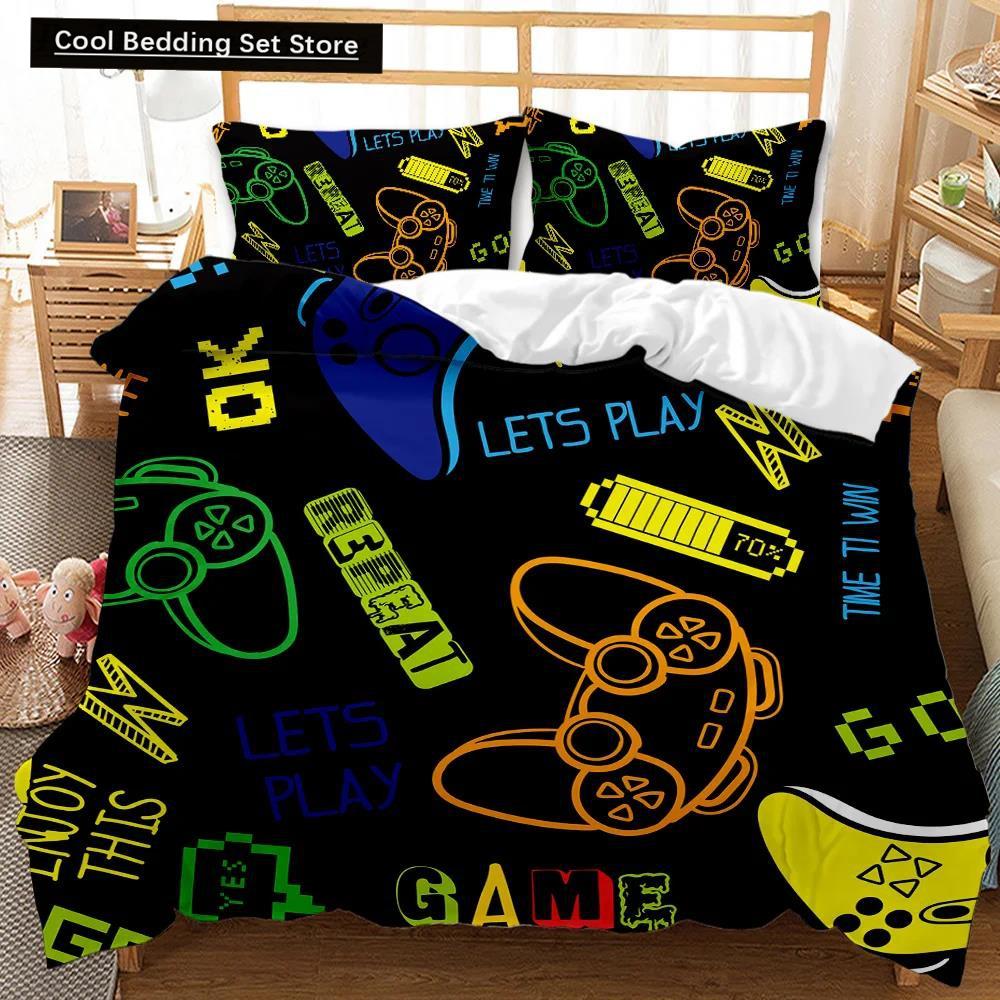 Set Copripiumino Gamer Pulsanti Azione Consolle Giochi Copripiumino Ragazze Ragazzi Giovani Adulti Videogioco Poliestere Copripiumino