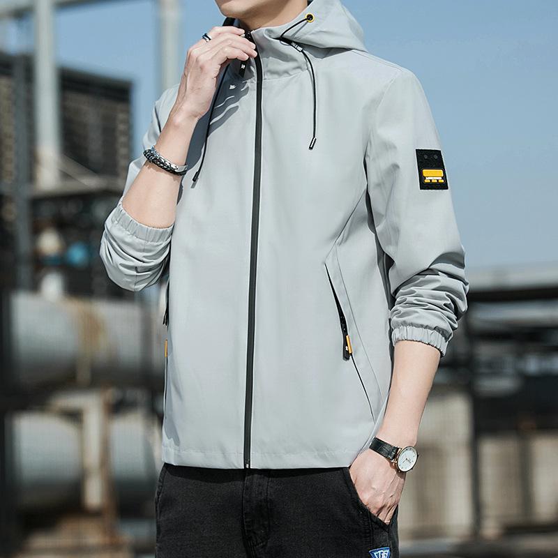 Spring Jacket Men's Hooded Jacket Youth Thin Jacket Outdoor Sports Casual Jacket Plus Size 5XL