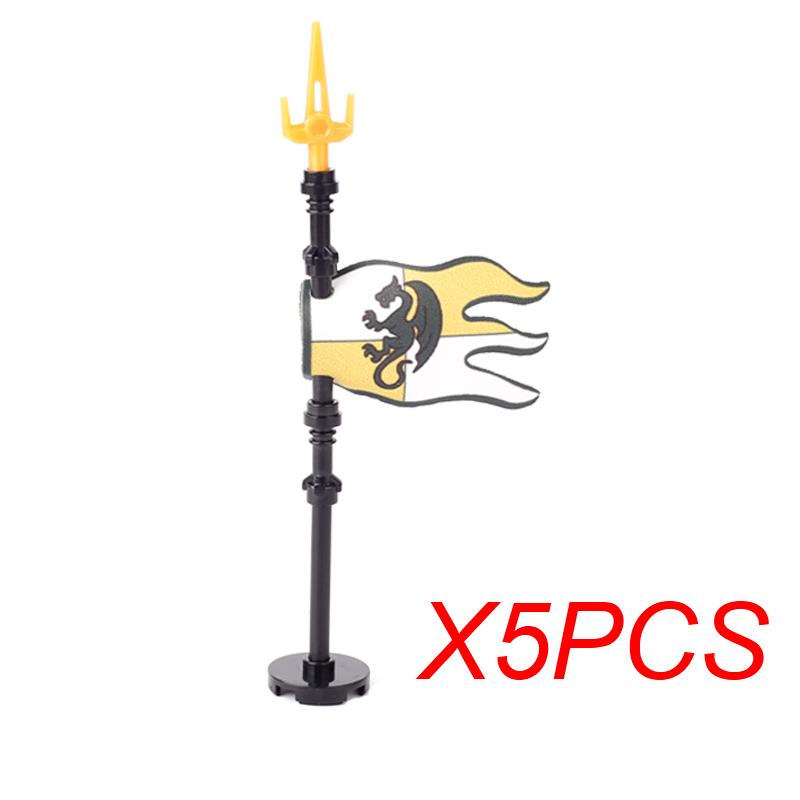 MOC Mittelalter Roter Löwe Schwarzer Adler Burg Soldat Ritter Pferd Reittier Baustein Militärfigur Weste Rüstung Fahne Spielzeug Geschenk