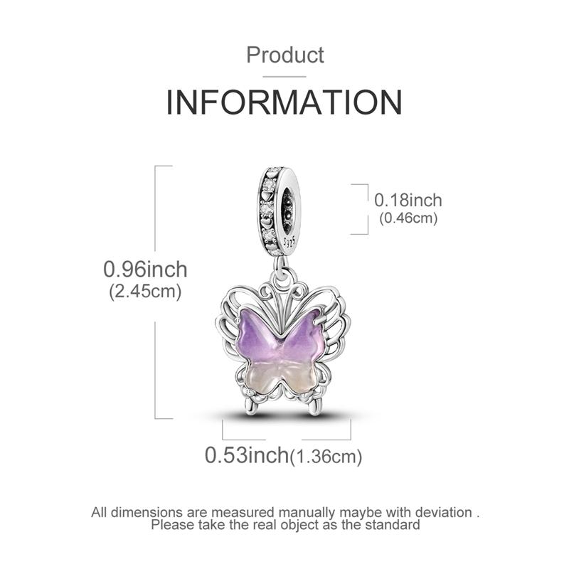 100% Real Copper Charms Bead Luminous Butterfly Dangle Fit Original Bracelet Diy For Woman Jewelry Party