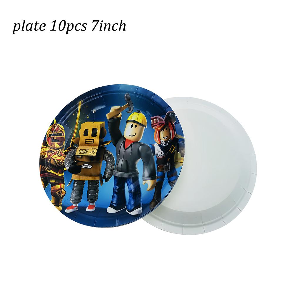 Roblox Birthday Party Decorations Supplie Game Celebration Balloons Disposable Tableware Cup Plate Baby Shower Toys Round Sensory Compression Bouncy